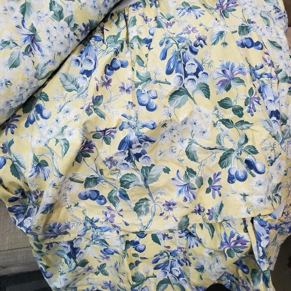 Sheridan Comforter Bed Skirt Set Queen Yellow Blue Floral Cotton Classic Cottage